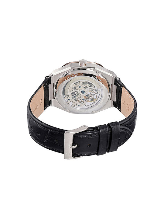 Men's Watch 42mm Battery with Black Leather Strap