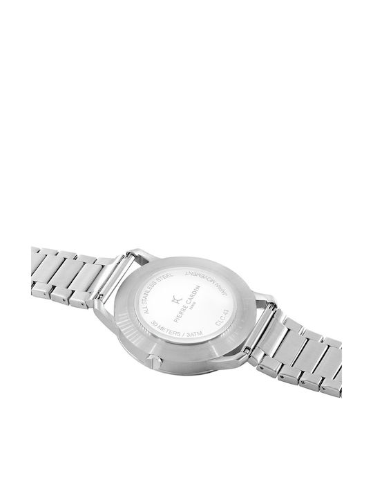 Pierre Cardin Herrenuhr 43mm Batterie mit Silber Metallarmband
