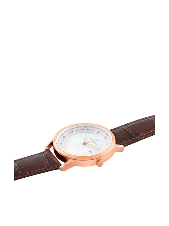 Pierre Cardin Ceas Barbatesc 43mm cu Baterie cu Curea din Piele Maro