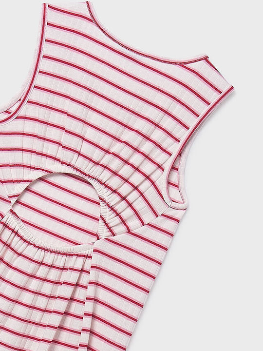 Mädchenkleid Ärmellos Gestreift Set aus 2 mit Zubehör Weiß