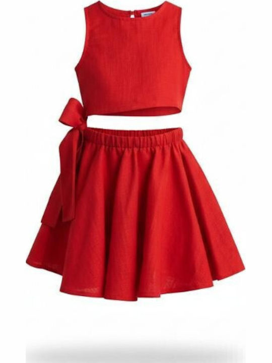 Girls Sleeveless Red Dress