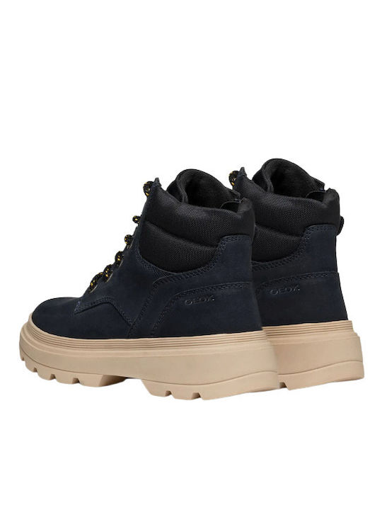 Kiddartah Leather Kids Boots with Zipper Blue