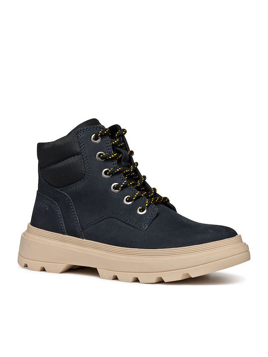 Kiddartah Leather Kids Boots with Zipper Blue