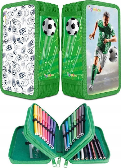 Pencil Case Full with 3 Compartments Green