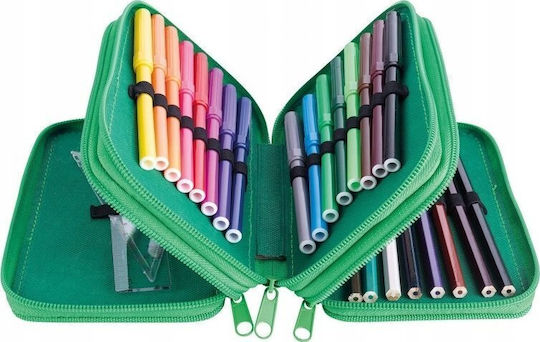 Pencil Case Full with 3 Compartments Green