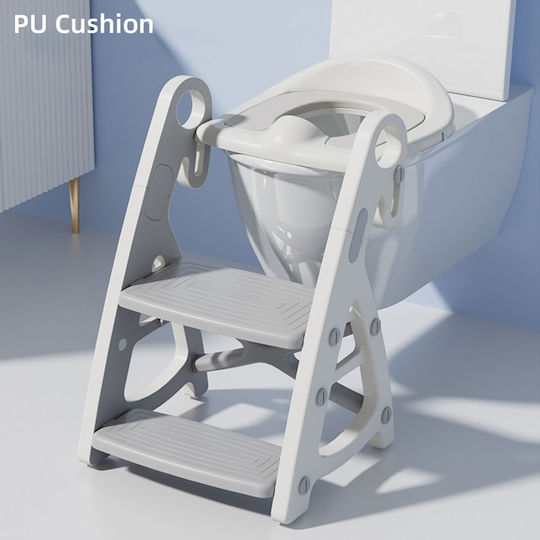 Little Mom Scaun De Toaletă Pentru Copii BH-8039 Cu Treaptă Cu Mânere Și Pernuță Gri
