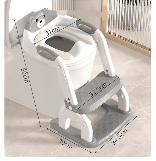 Little Mom Kleinkinder-Toilettensitz BH-1009 Mit Stufe & Griffen Grau