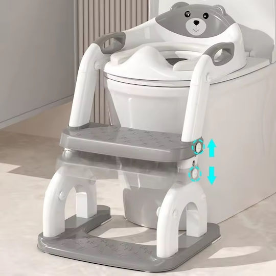 Little Mom Kleinkinder-Toilettensitz BH-1009 Mit Stufe & Griffen Grau