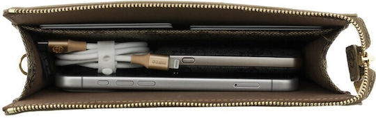 Guess Pu 4g Metal Logo Phone Bag Brown