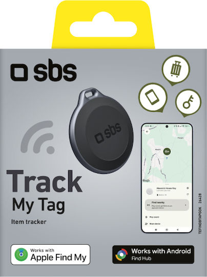 SBS My Tag Apple Find My & Google Find Hub Черен
