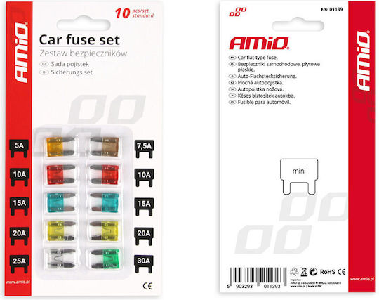 AMiO Car Fuse Set Blades 10pcs