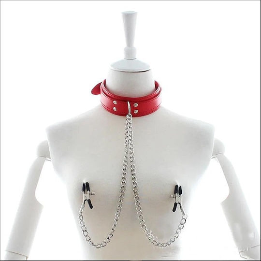 Smd Nachtschicht Nipple Clamps And Collar Chain BDSM Set Nipple Clamps Collar Chain Black Red