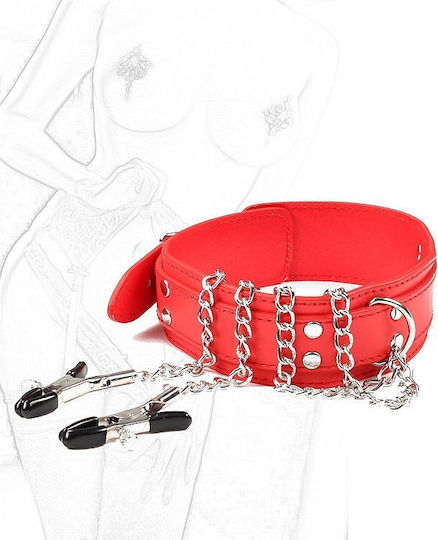 Smd Nachtschicht Nipple Clamps And Collar Chain BDSM Set Nipple Clamps Collar Chain Black Red