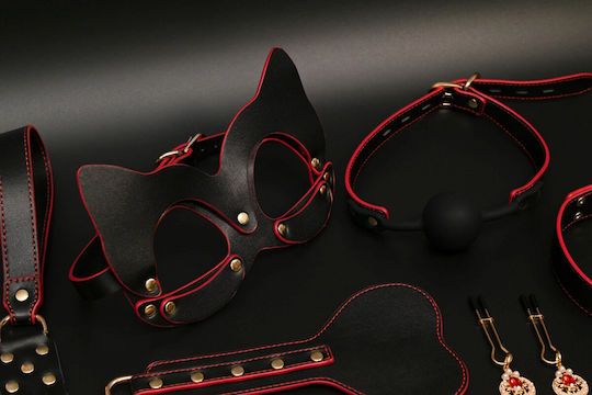 Smd Autorite Totale – Premium BDSM Bondage & Restraint Set 8 Accessories Complete BDSM Set 8 Accessories Black Red Gold
