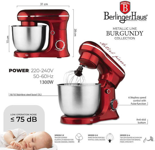 Berlinger Haus Стенд миксер 1500W с Неръждаема Купа 5лт