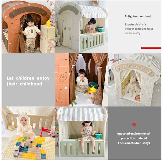 Căsuță de Joacă Multifuncțională pentru Copii cu Gard Maro 115x92x98 cm