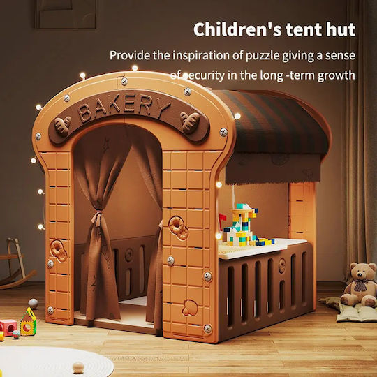 Căsuță De Joacă Pentru Copii Multifuncțională De Culoare Cafenie 115x92x98cm