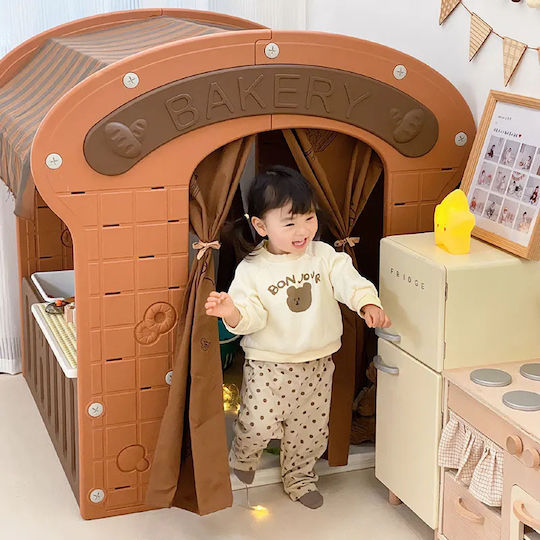 Căsuță De Joacă Pentru Copii Multifuncțională De Culoare Cafenie 115x92x98cm