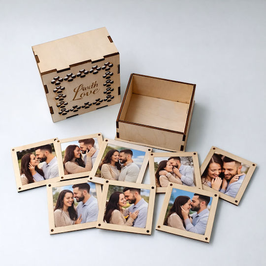 Ξύλινο Memory Box Κουτί & Τετράγωνα Photo Frames Toxylo