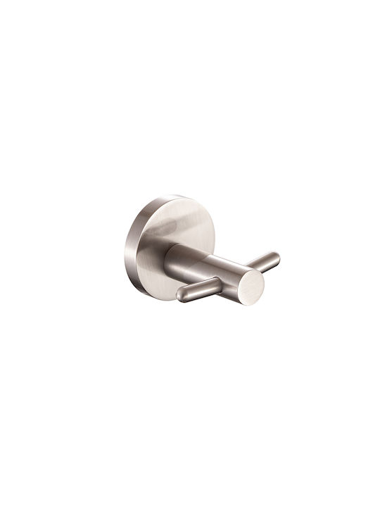 Piccadilly Double Wall-Mounted Bathroom Hook Silver