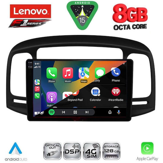 Lenovo Car Audio System for Hyundai Accent 2005-2012 (Bluetooth/USB/WiFi/GPS/Apple-Carplay/Android-Auto) with Touch Screen 9"