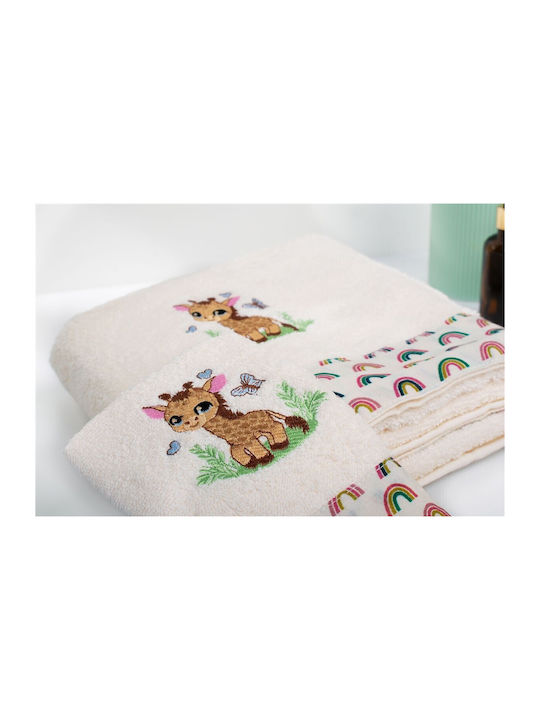 Dimcol Σετ Βρεφικές Πετσέτες 2τμχ Giraffe Βάρους 400gr/m²