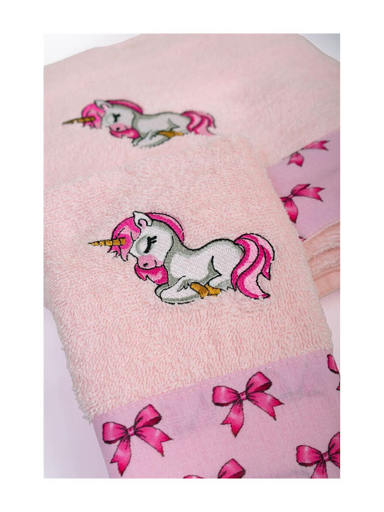 Dimcol Set Babyhandtücher 2 Stück Pink Unicorn Gewicht 400gr/m²