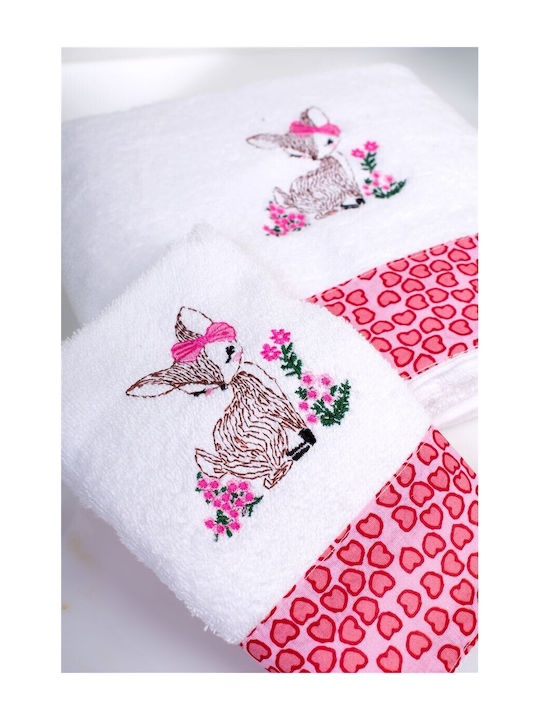 Dimcol Комплект бебешки кърпи 2бр Deer White-pink Тегло 400гр/кв.м