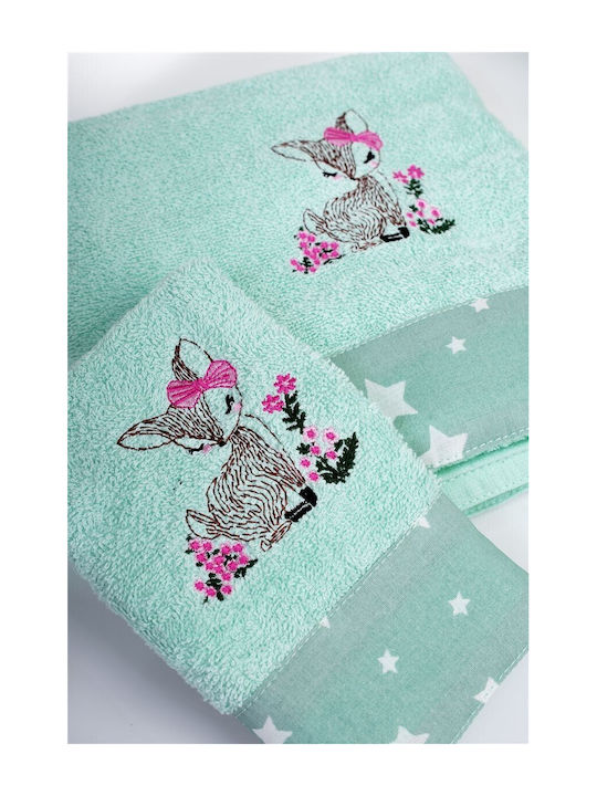 Dimcol Set of baby towels 2pcs Deer Mint Weight 400gr/m²