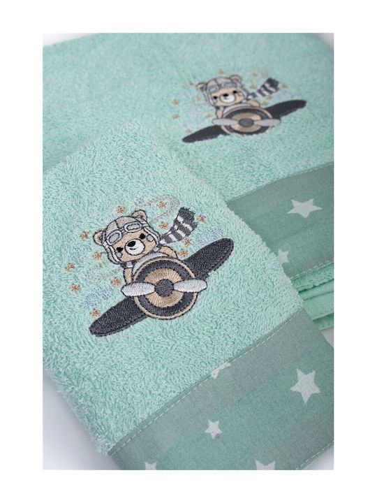 Dimcol Set Babyhandtücher 2 Stück Mint Aviator Gewicht 400gr/m²