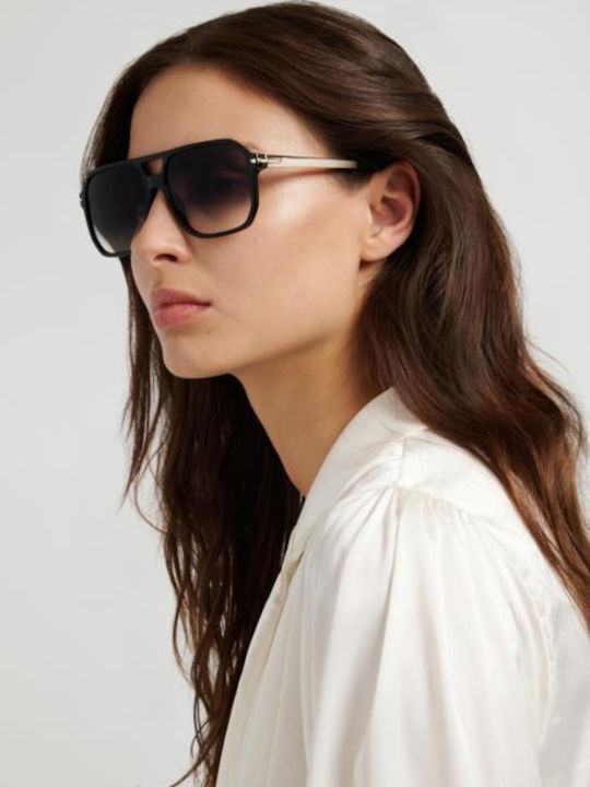 Victoria Beckham Unisex Sonnenbrillen mit Schwarz Metallisch Rahmen und Schwarz Farbe