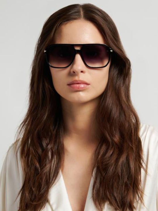 Victoria Beckham Unisex Sonnenbrillen mit Schwarz Metallisch Rahmen und Schwarz Farbe