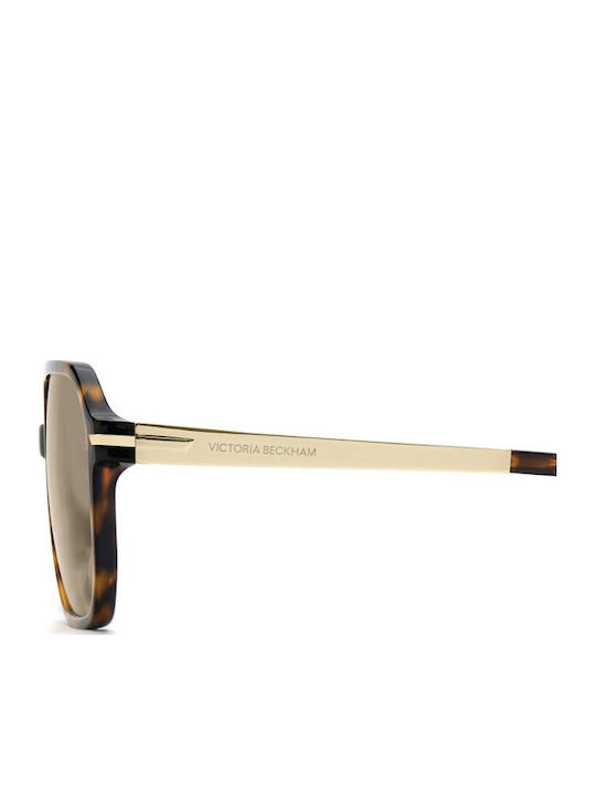 Victoria Beckham Unisex Sonnenbrillen mit Braunen Metallrahmen und Braunen Gläsern