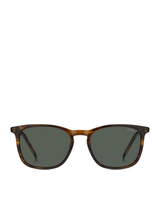 Boss Unisex Sunglasses with Brown Horn-Rimmed Frame and Black Lens HG 1399/S EX4/QT