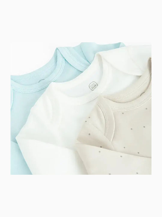 Cool Club Baby Bodysuit Set Long-Sleeved with Pants White, Light Blue, Beige 3pcs