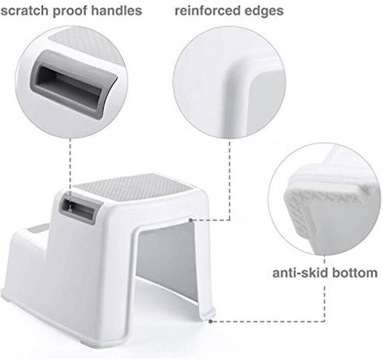 Scăunel Două Trepte Wc Booster Little Mom Gri Multifuncțional Toaletă Baie Bucătărie Scăunel Treaptă Suport Ergonomic Mânere Stabil Bază Antiderapantă Dimensiune 36 X 30.5 X 26.5 Cm