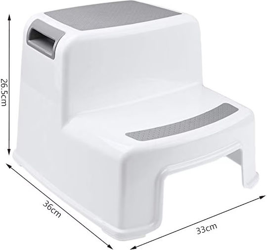 Scăunel Două Trepte Wc Booster Little Mom Gri Multifuncțional Toaletă Baie Bucătărie Scăunel Treaptă Suport Ergonomic Mânere Stabil Bază Antiderapantă Dimensiune 36 X 30.5 X 26.5 Cm