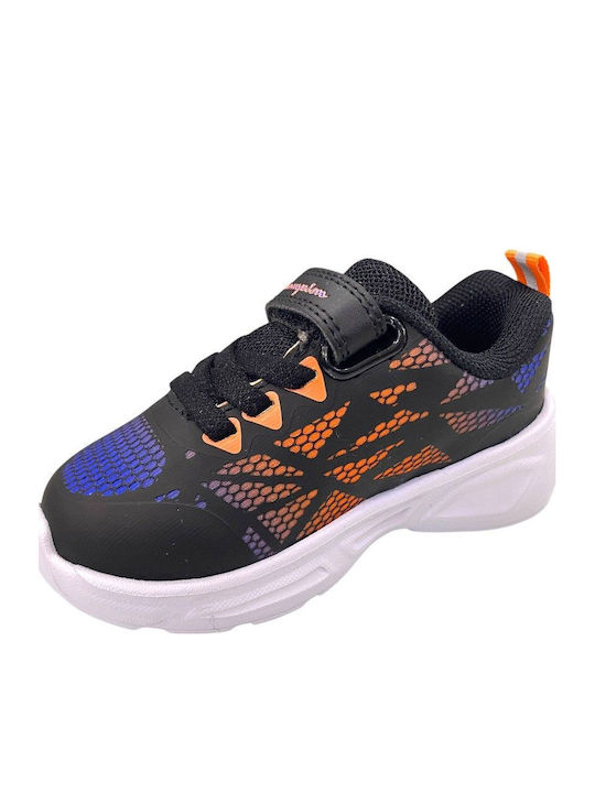 Kids Sneakers with Hoop & Loop Closure and Lights Black