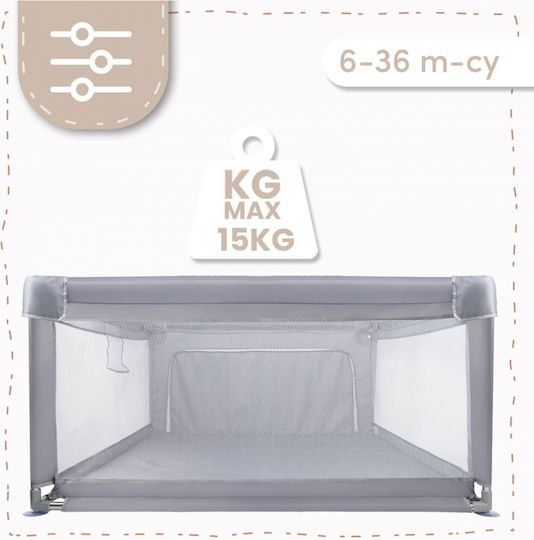 MalPlay Παρκοκρέβατο με Στρώμα Γκρι 120x120cm