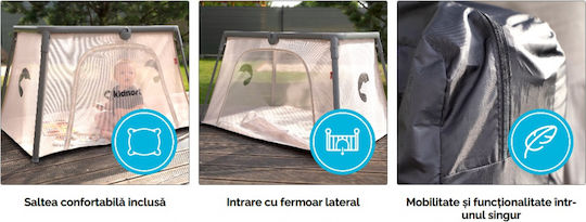 Kidnort Loc de joacă cu Saltea Negru 63.2x77cm