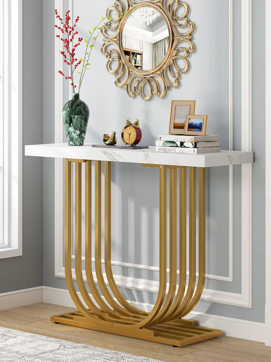 Consolă Metalică cu Suprafață din Marmură White/gold L100xL30xH80buc