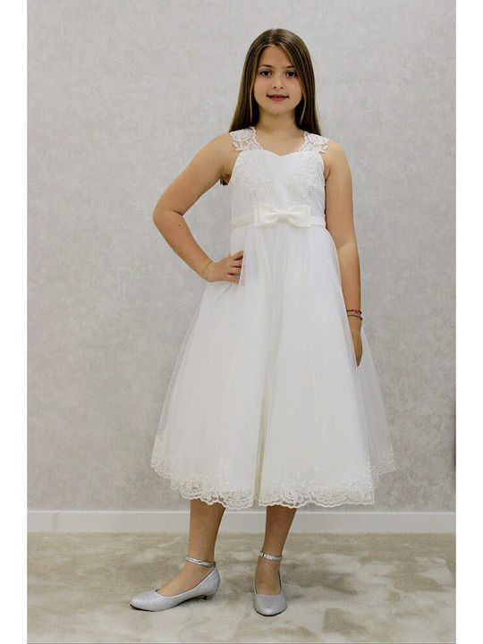 Children's Dress Satin Off-white