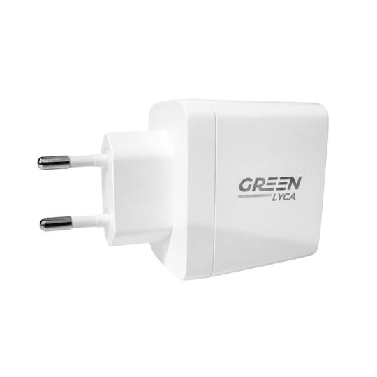 Green Lyca Φορτιστής Χωρίς Καλώδιο με Θύρα USB-A και 2 Θύρες USB-C 65W Power Delivery / Quick Charge 3.0 Πράσινος (GL69424)