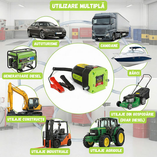 Pompă Electrică Transfer Ulei Motorină Combustibil 12v 60w Putere Kit Complet Furtunuri Portabilă Pompă Electrică Transfer Ulei Extracție 0.5l/min Verde
