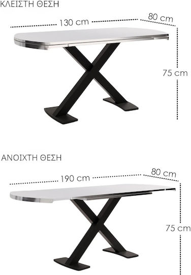 Erweiterbares Esszimmermöbel-Set 80x130 6 Stühle