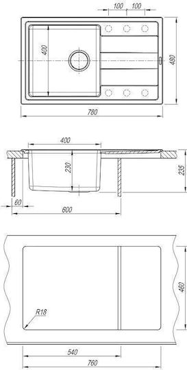 CO780AB Chiuvetă Bucătărie Drop-In Inox Cu Robinet L78xL48cm Albă