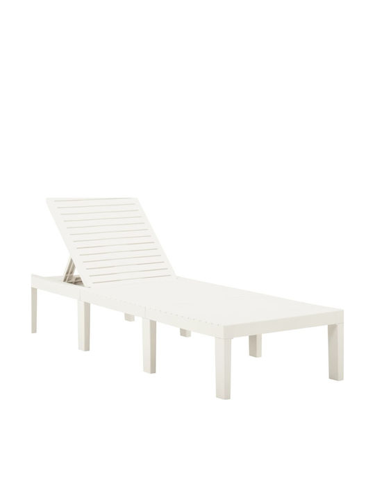 Șezlong Plastic Cu Pernă Albă 195x65x32cm