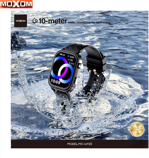 Moxom Mx-wh25 Smartwatch 2.01” Calls GPS 100+ Sport Modes Waterproof 10m & Health Tracker Black