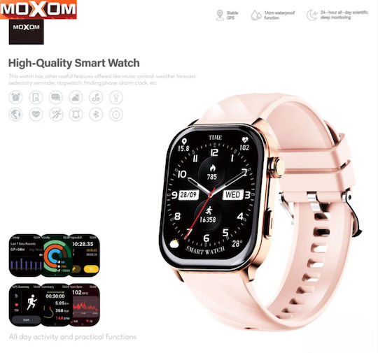 Moxom Mx-wh25 Smartwatch 2.01” Calls GPS 100+ Sport Modes Waterproof 10m & Health Tracker Pink