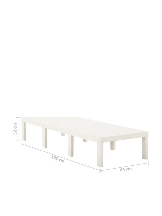 Șezlong Plastic Alb 195x65x32cm